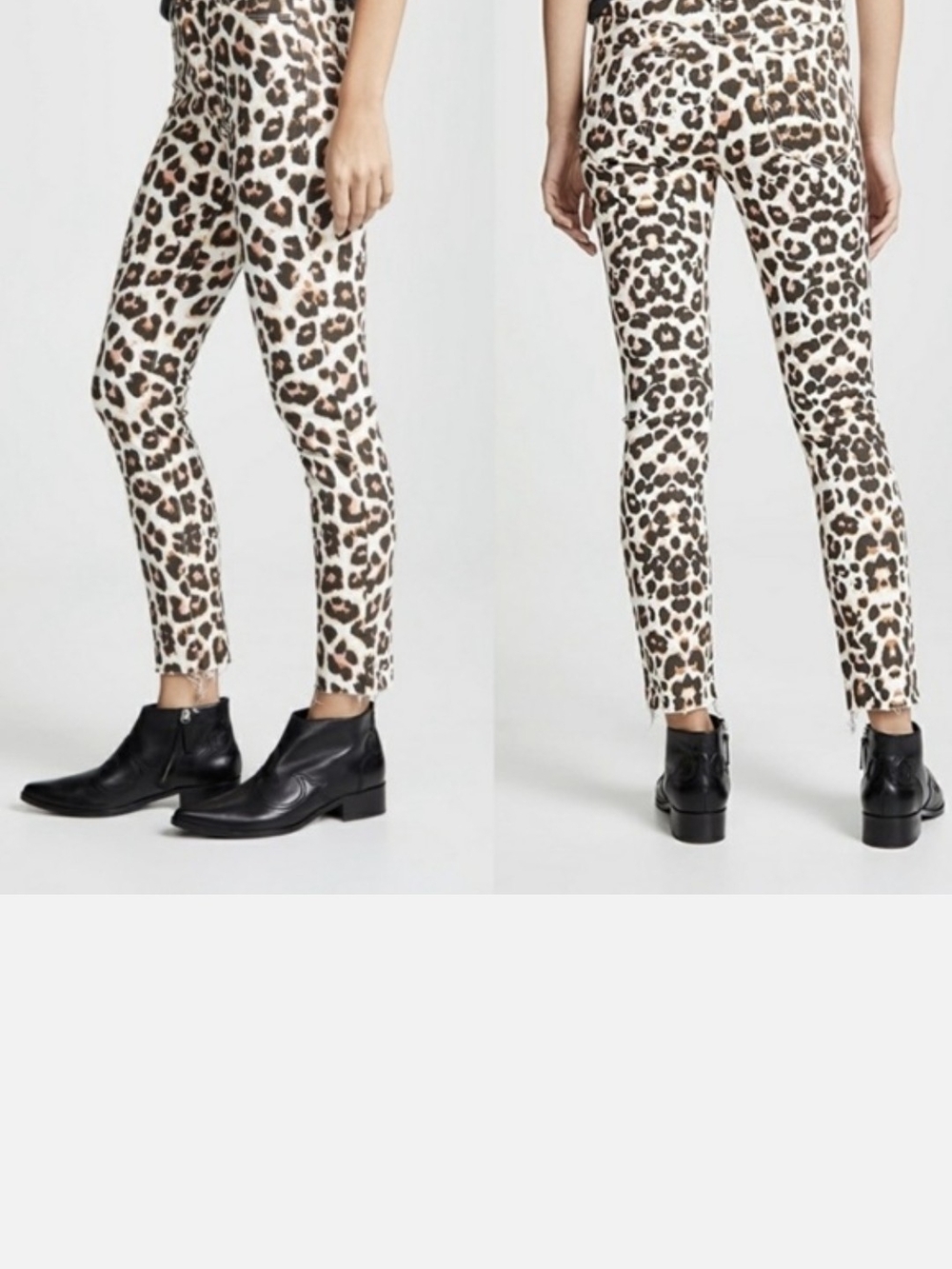 MOTHER Leopard-Print Skinny Jeans in Cream, Brown & Black